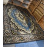 A Mid 20th Century Layor Pattern Woollen Carpet Square on Blue Ground, 340x240cm