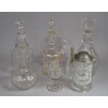 A Collection of Various Glassware to include Two Spirit Decanters, Cordial Decanter, Scent Glass,