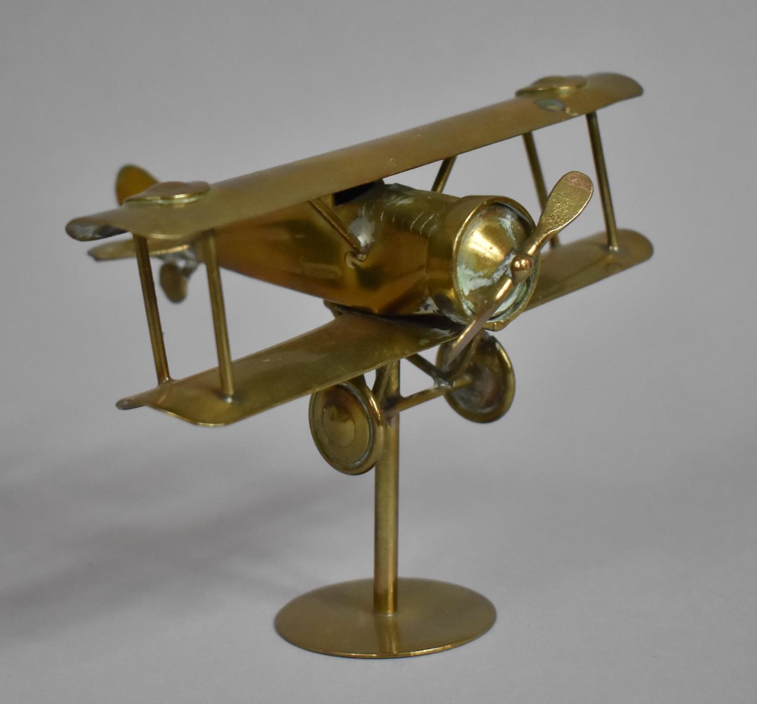 A WWI Brass Model of a Sopwith Camel, 14cm Wide