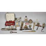 A Collection of Curios to Include Part Set Enamelled Coffee Spoons, Wrist Watch, Corkscrews,