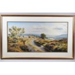 A Framed Print After Rex Preston, Moorland View, 81x40cm