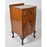 An Edwardian Bow Fronted Mahogany Bedside Cabinet with Top Drawer and Shelved Cupboard, Galleried