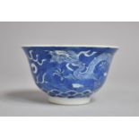 A Chinese Porcelain Blue and White Tea Bowl Decorated with Dragon Chasing Flaming Pearl, Condition