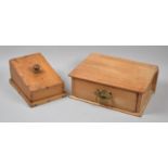 A Wooden Cheese Dish and Cover Together with a Stripped Satinwood Dressing Table Drawer