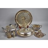 A Collection of Various Silver Plated Items to comprise Teapots, Two Handled Sugar, Tray Etc