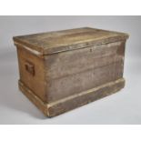 A 19th Century Lift Top Painted Pine Tool Box with Iron Carrying Handles, 57cm wide