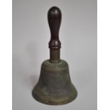 A Vintage Wooden Handled Brass Handbell, 24cm high