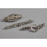 A Collection of Three Late 19th/Early 20th Century Silver and Paste Stone Jewelled Brooches, Largest