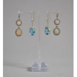 Two Pairs of Silver Mounted and Jewelled Earrings to include Topaz Drops