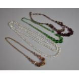 A Collection of Various Vintage Glass Beads to include Art Deco Faceted Green Example on Metal Chain