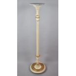 A Mid/Late 20th Century Cream and Gilt Torchere with Circular Marble Top and Reeded Supports, 25cm