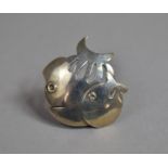 An Unusual Continental Silver Brooch in the Form of Two Globular Fish, Makers Stamp VA and Import