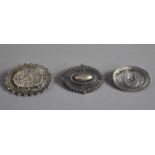 A Collection of Three Silver Victorian and Later Brooches, Embossed and Engraved with Horseshoes,