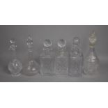 A Collection of Six Various Cut Glass Decanters to comprise Edinburgh Crystal Spirit Decanter, Globe