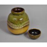 A Glazed Terracotta West German Vase Together with a Smaller Studio Glazed Bowl