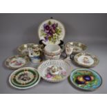 A Collection of Various Continental Items to comprise Floral Decorated Fruit Set with Pierced