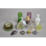 A Collection of Small Continental Glass Vases, Murano Glass Miniatures, Snuff Box etc