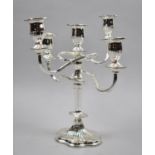 A Modern Five Branch Silver Plated Candelabra, 27cm high