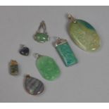 A Collection of Semiprecious Stone Pendants to include Labradorite Heart, Carved Jade Pendants Etc