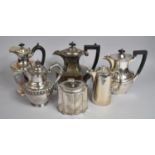 A Collection of Various Silver Plated Coffee Pots together with a Tea Caddy
