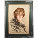 A Large Framed French Print of Belle Epoque Maiden After Phillip Boileau 1903, 47x67cm