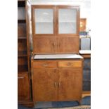 A Vintage Wooden Kitchen Cabinet by Economic Kitchen Equipment with Enamelled Slide, Cupboard Base