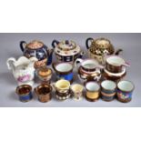 A Collection of Various 19th Century and Later China to comprise Three Imari Tea Pots, Lustre Jug,