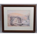 A Framed Print Depicting Ironbridge in Winter, 27x19cm