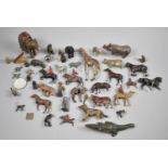 A Collection of Playworn Britans and Other Metal Farm and Zoo Animals, Mostly AF and Badly Rubbed