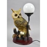 A Modern Novelty Table Lamp in the Form of Long Eared Owl, 32cm high