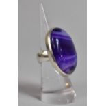 A Heavy Silver Purple Banded Agate Dress Ring 3.2cms by 2.2cms