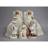 A Collection of Staffordshire Figures to Include Seated Albert, Pair of Maiden with Flowers and a