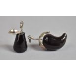 A Pair of Novelty Horn and Silver Mounted Pendants, Pear and Chilli Pepper, 4.5cms and 3.5cms Tall