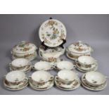 A Wedgwood Eastern Flowers Pattern Dinner Service to comprise Six Large Plates, Six Smaller