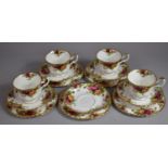 A Royal Albert Old Country Rose Tea Set to comprise Four Cups, Five Saucers, Five Side Plates