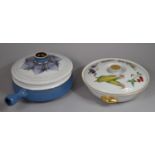 A Royal Worcester Evesham Oven to Table Circular Lidded Tureen and a Blue and White Glazed Example
