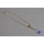 An Art Deco (Possible Czech) 9ct Gold Mounted Glass Pendant, Chain Broken and Parts Missing