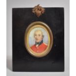 A Framed Oval Portrait Miniature of the Young Nelson Perhaps, Frame 12x10cm