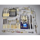 A Collection of Various Flatware to comprise Silver Plated and Bone handled Cutlery to include