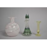 A Collection of Hand Blown Continental Glass Vases and Scent Bottle