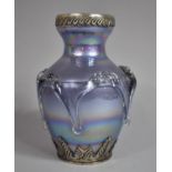 A White Metal Mounted Glass Vase, 21.5cm high