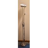 A Modern Brushed Stainless Steel Uplighter/Reading Lamp