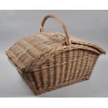 A Vintage Wicker Picnic Basket and Contents, Hinged Lids, 57cm Wide