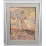 A Framed Pastel a Copy of Monet's "Girl with Parasol", 27x39cm