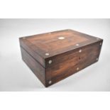 A Late 19th Century Rosewood Ladies Work Box In Need of Some Restoration, the Hinged Lid with Mother