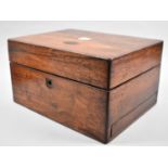 A 19th Century Rosewood Ladies Travelling Workbox with Monogrammed Escutcheon to Hinged Lid,