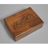 A Mid/Late 20th Century Two Division Card Box, the Hinged Lid Carved with Tram, Escalator and Lifts,