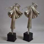 A Pair of Modern Metal Effect Figural Ornaments, 46cm High, Condition Issues