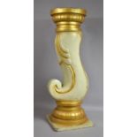 A Large Mid 20th Century Gilt and Cream Torchere Stand with Circular Top and Scrolled Support,