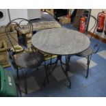 A Modern Patio Set Comprising Circular Metal Framed Table and Pair Metal Framed Chairs, Table 76cm